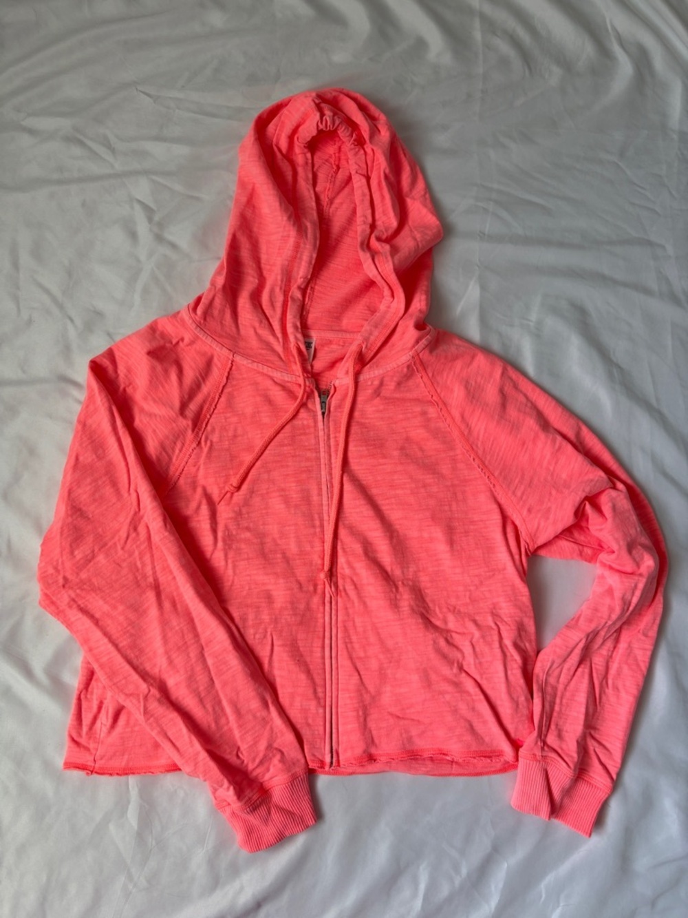 PINK Victoria's Secret Neon Coral Zip-Up Hoodie